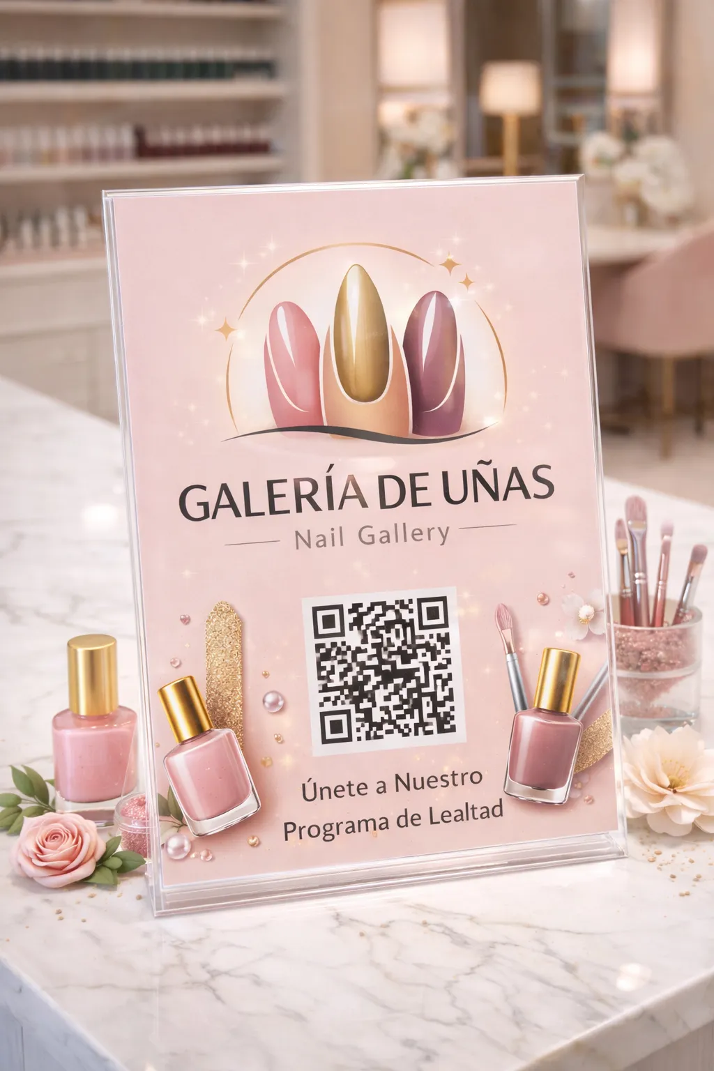 Cliente sosteniendo un celular con una tarjeta de lealtad en wallet con varios sellos.